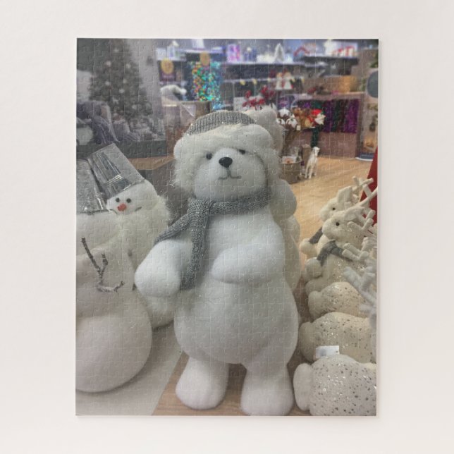 Quebra-cabeça Urso Polar de Natal Branco (Vertical)