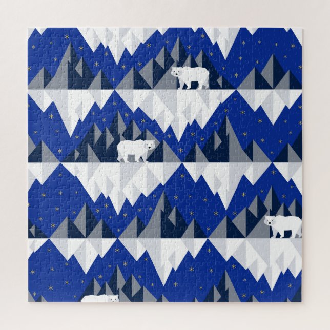 Quebra-cabeça Urso Polar no Padrão Iceberg Sem Olhos. (Vertical)