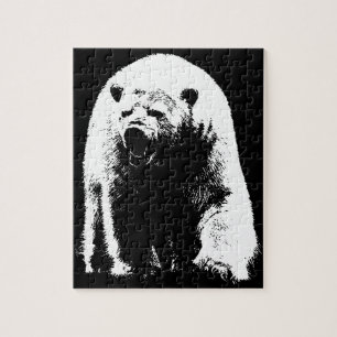 Quebra-cabeça Urso Polar Pop de Arte Preta e Branca