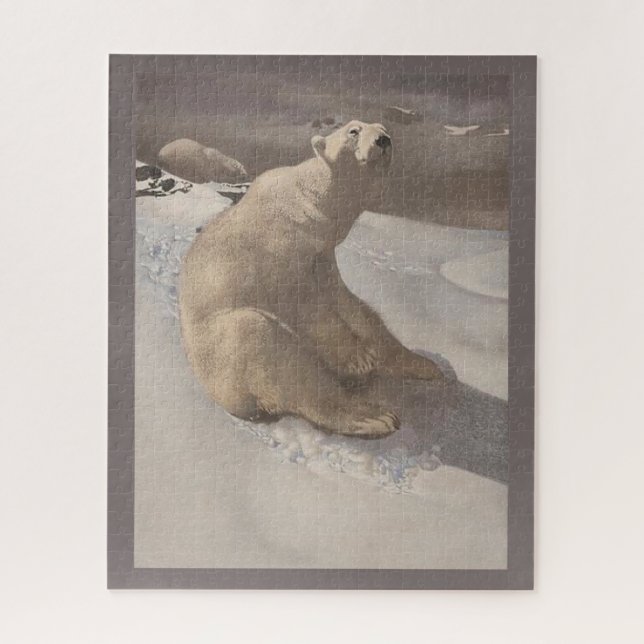 Quebra-cabeça Urso polar que vomita na ilustração da neve (Vertical)