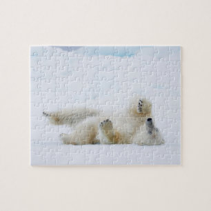Quebra-cabeça Urso polar rolando na neve, Noruega
