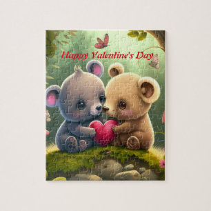 Quebra-cabeça Ursos bonitos apaixonados se abraçando