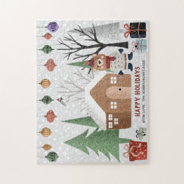 Quebra-cabeça Ursos de inverno e árvores Felizes Natal