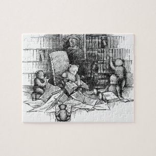 Quebra-cabeça Ursos de ursinho que lêem na biblioteca