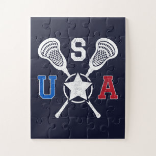 Quebra-cabeça USA Crosskick Emblem - Lacrosse EUA Flag