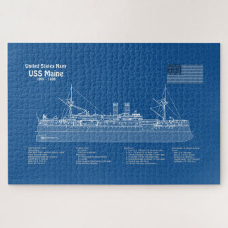 Quebra-cabeça USS Maine - Ship Blueprint Planos ABD