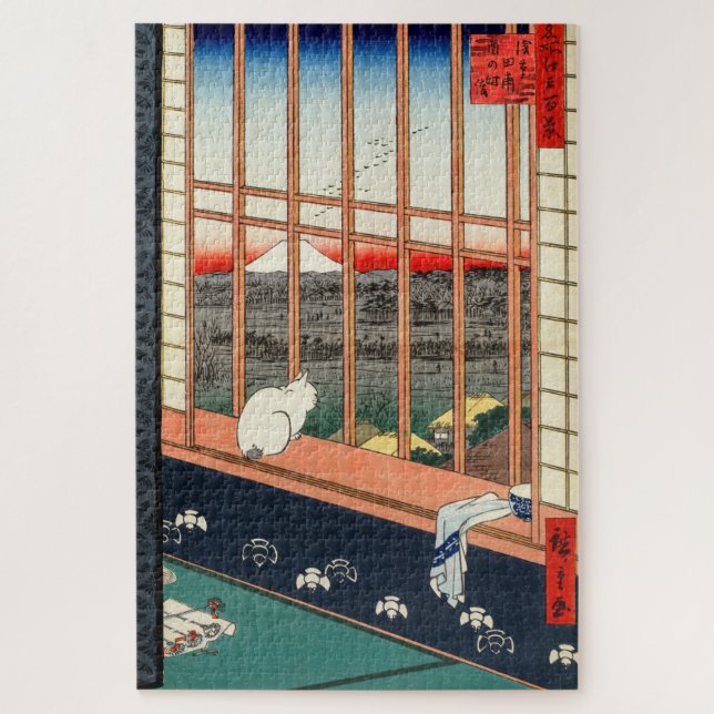 Quebra-cabeça Utagawa Hiroshige - Campos de arroz Asakusa (Vertical)