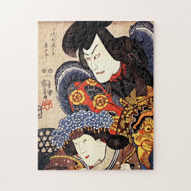 Quebra-cabeça Utagawa Kuniyoshi - Samurai e geisha (Vertical)