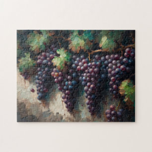 Quebra-cabeça Uvas Roxas na Pintura a Óleo de Vinha