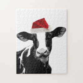 Quebra-cabeça Vaca de papai noel - Vaca de Natal Dairy Holstein