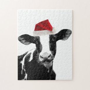 Quebra-cabeça Vaca de papai noel - Vaca de Natal Dairy Holstein