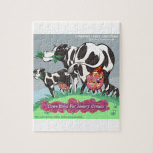 Quebra-cabeça Vacas Fazendo Creme Pesado Cartoon Engraçado