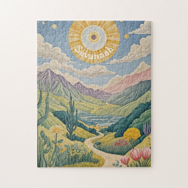 Quebra-cabeça Vale do Tranquilo: Paisagem Pastel (Vertical)