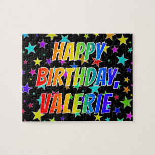 Quebra-cabeça "VALERIE" Primeiro Nome, Diversão "FELIZ ANIVERS