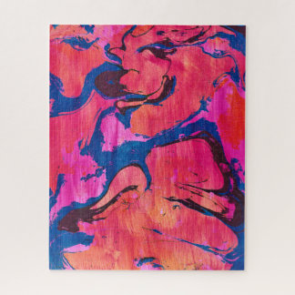 Quebra-cabeça Valiant 1 Vermelho Azul Estilo Ebru Abstrato Puzzl