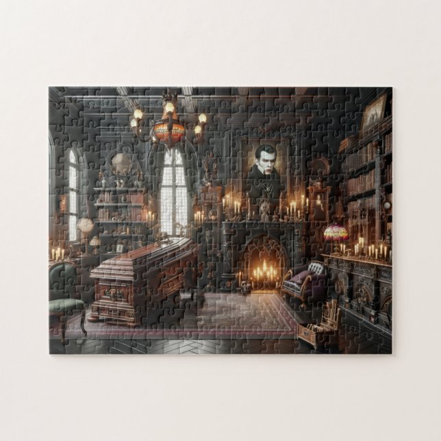Quebra-cabeça Vampire Library Gothic Home Decor (Horizontal)