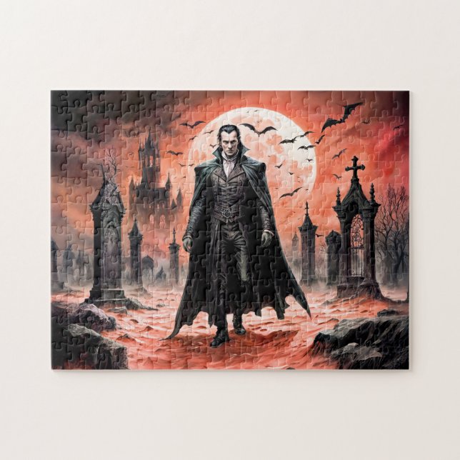 Quebra-cabeça Vampiro no Cemitério ao Luar (Horizontal)