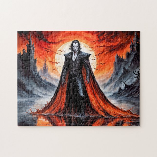 Quebra-cabeça Vampiro sob Luz Lunar Vermelha (Horizontal)