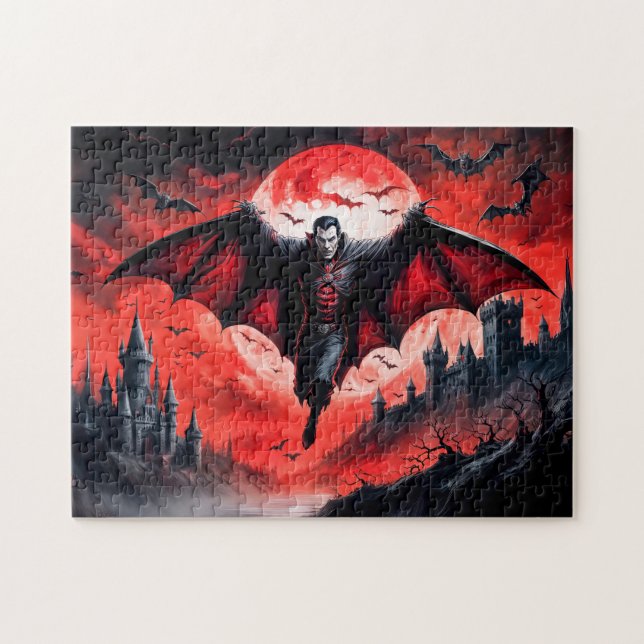 Quebra-cabeça Vampiro Voando Sobre O Castelo Assombrado (Horizontal)