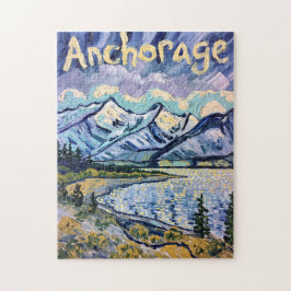 Quebra-cabeça Van Gogh Anchorage Alasca Paisagem Viagem Vintage