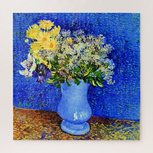 Quebra-cabeça Van Gogh - Buquê das Flores num Vaso Azul (Vertical)