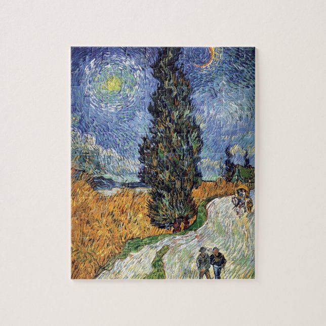 Quebra-cabeça Van Gogh - Estrada com Ciprestes (Vertical)