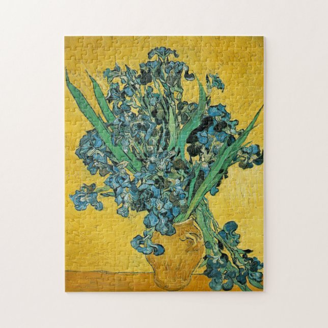 Quebra-cabeça Van Gogh Irises Vase Yellow Floral Painting (Vertical)