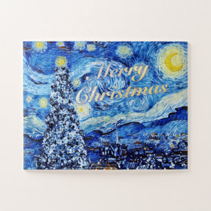 Quebra-cabeça Van Gogh - Noite Estrelada Feliz Natal