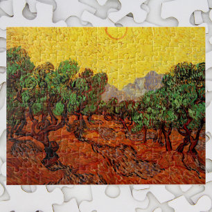 Quebra-cabeça Van Gogh Olive Trees com Céu Amarelo e Sol