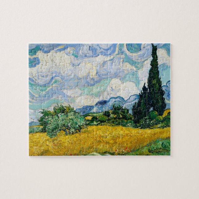 Quebra-cabeça Van Gogh pintando campo de trigo com Cypress Tree (Horizontal)