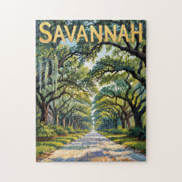 Quebra-cabeça Van Gogh Retro Savannah Geórgia Avenida Oak Viagem