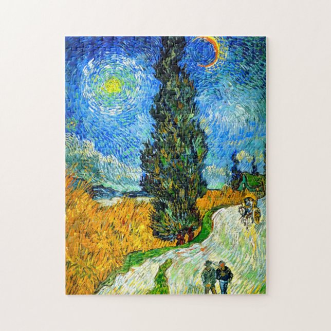 Quebra-cabeça Van Gogh Road com Cypress e Star (Vertical)