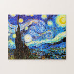 Quebra-cabeça Van Gogh Starry Night Fine Art<br><div class="desc">Starry Night, o mais famoso quadro do mestre holandês do impressionista Poste Vincent van Gogh. Uma ciprestes solitária, uma vila dormindo, e um céu que brilha com estrelas. Vintage retro bonitinho, giro, bonito, artístico popular e elegante padrão paisagístico da natureza Poste-impressionismo decorativo decor religioso religioso religioso religioso inspirador pintura de...</div>