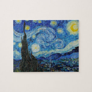 Quebra-cabeça Van Gogh Starry Night. Impressionismo arte de vint