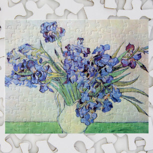 Quebra-cabeça Van Gogh Vase com irrises, Vintage Floral Fine Art