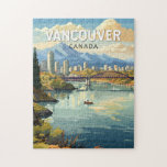 Quebra-cabeça Vancouver Canada Viagem Art Vintage<br><div class="desc">Vancouver retro vetor viagem design. Vancouver,  um movimentado porto marítimo da costa oeste na Colúmbia Britânica,  é uma das cidades mais densas e etnicamente diversas do Canadá.</div>
