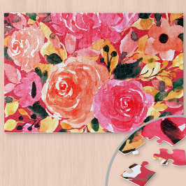 Quebra-cabeça Vanguarda Floral Brilhante Cor-de-rosa-rosa