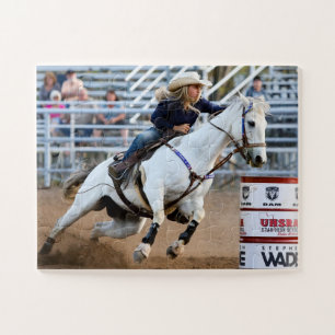 Quebra-cabeça Vaqueira Rodeio Cavalo Barril Esportes Ocidentais