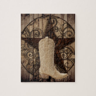 Quebra-cabeça Vaqueira solitária de madeira do país ocidental da