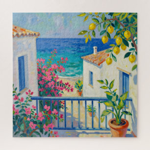 Quebra-cabeça Varanda Mediterrânea Limão Bougainvillea Vista par
