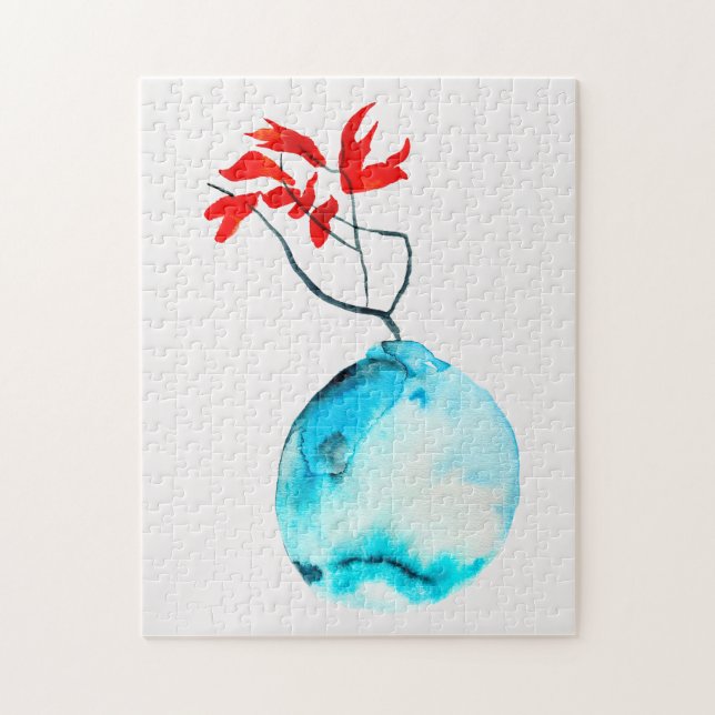 Quebra-cabeça Vase aquarela ikebana (Vertical)