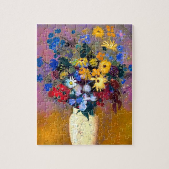 Quebra-cabeça Vaso Branco com Flores Odilon Redon (Vertical)