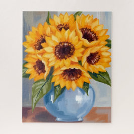 Quebra-cabeça Vaso de Girassol Aquarela Buquê de Flores