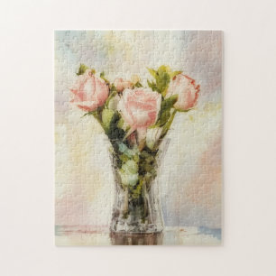 Quebra-cabeça Vaso de Rosas Lindo Flor Floral Puzzle