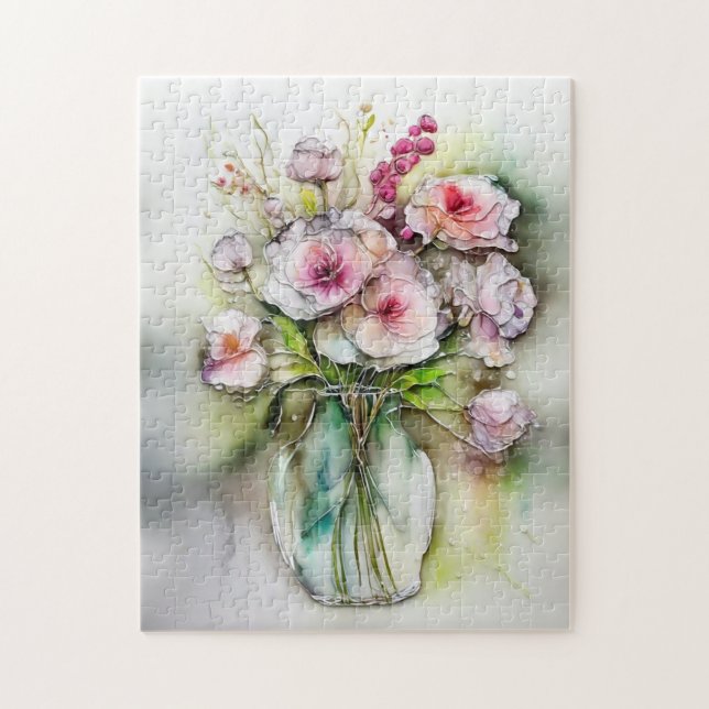 Quebra-cabeça Vaso de vidro com flores (Vertical)