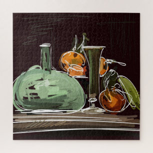 Quebra-cabeça Vaso Verde Fruta expressionista
