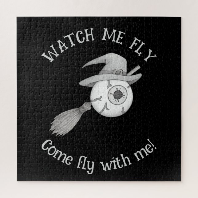 Quebra-cabeça Vassoura-de-bruxa do Halloween e bola de olho assu (Vertical)