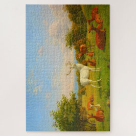 Quebra-cabeça Veado Branco Em Campo Aberto Natureza Selvagem