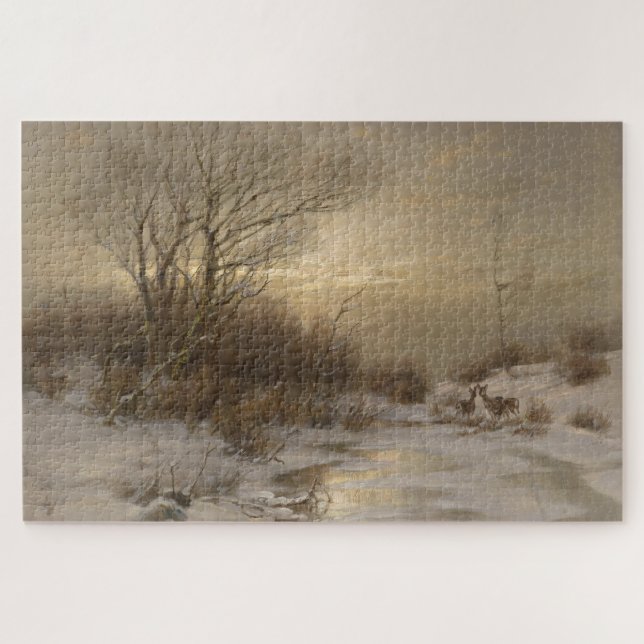 Quebra-cabeça Veado em Paisagem de Inverno - Désiré Thomassin (Horizontal)