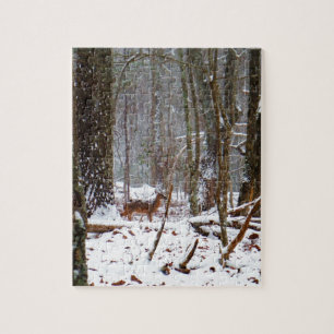 Quebra-cabeça Veado na neve cai